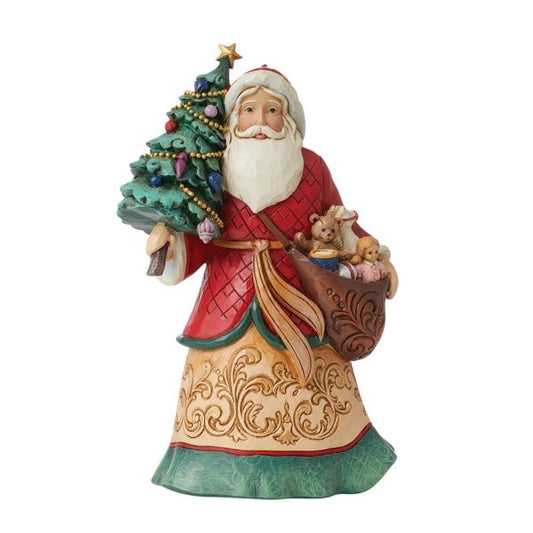 Babbo Natale Jim Shore con albero e borsa giochi